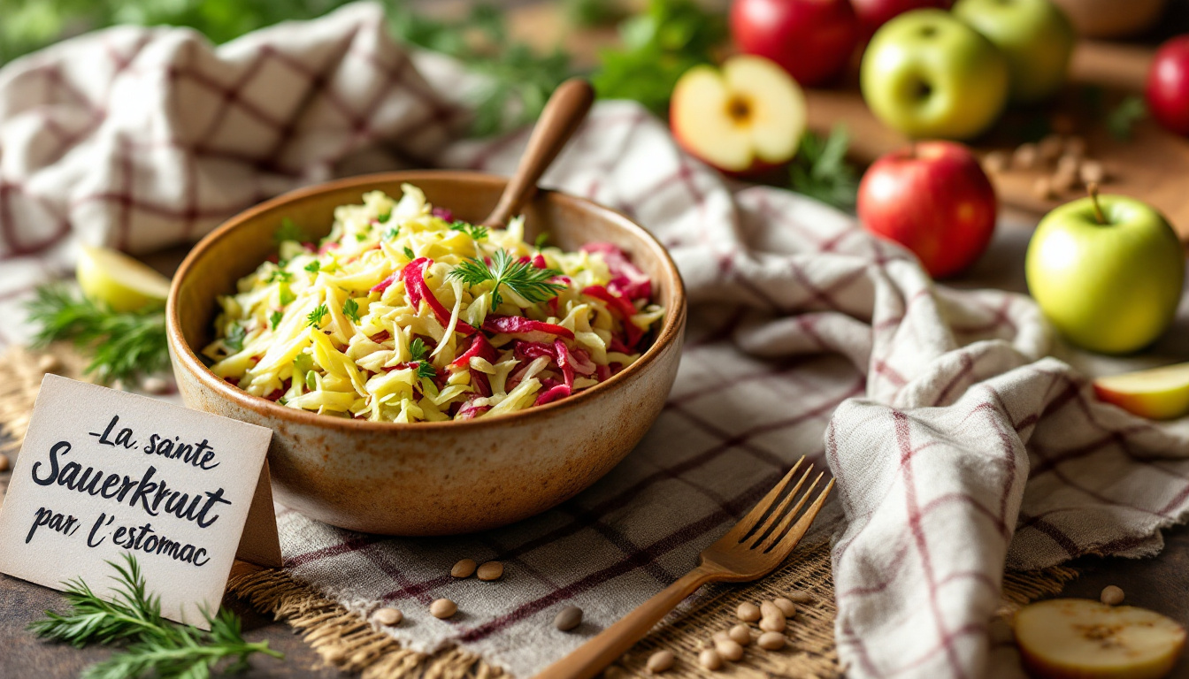 découvrez une délicieuse recette à base de choucroute crue bio, parfaite pour améliorer votre digestion. avec ses ingrédients frais et sains, cette préparation savoureuse allie bien-être et régale vos papilles. idéale pour les amateurs de cuisine saine !