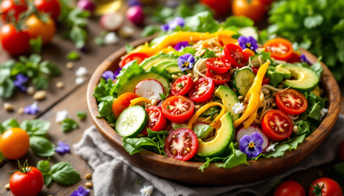 découvrez notre recette de salade bio croquante, un véritable concentré de vitalité ! préparez-vous à savourer des ingrédients frais et sains qui éveilleront vos papilles tout en nourrissant votre corps. idéale pour un déjeuner léger ou un accompagnement coloré, cette salade est le choix parfait pour une alimentation équilibrée.