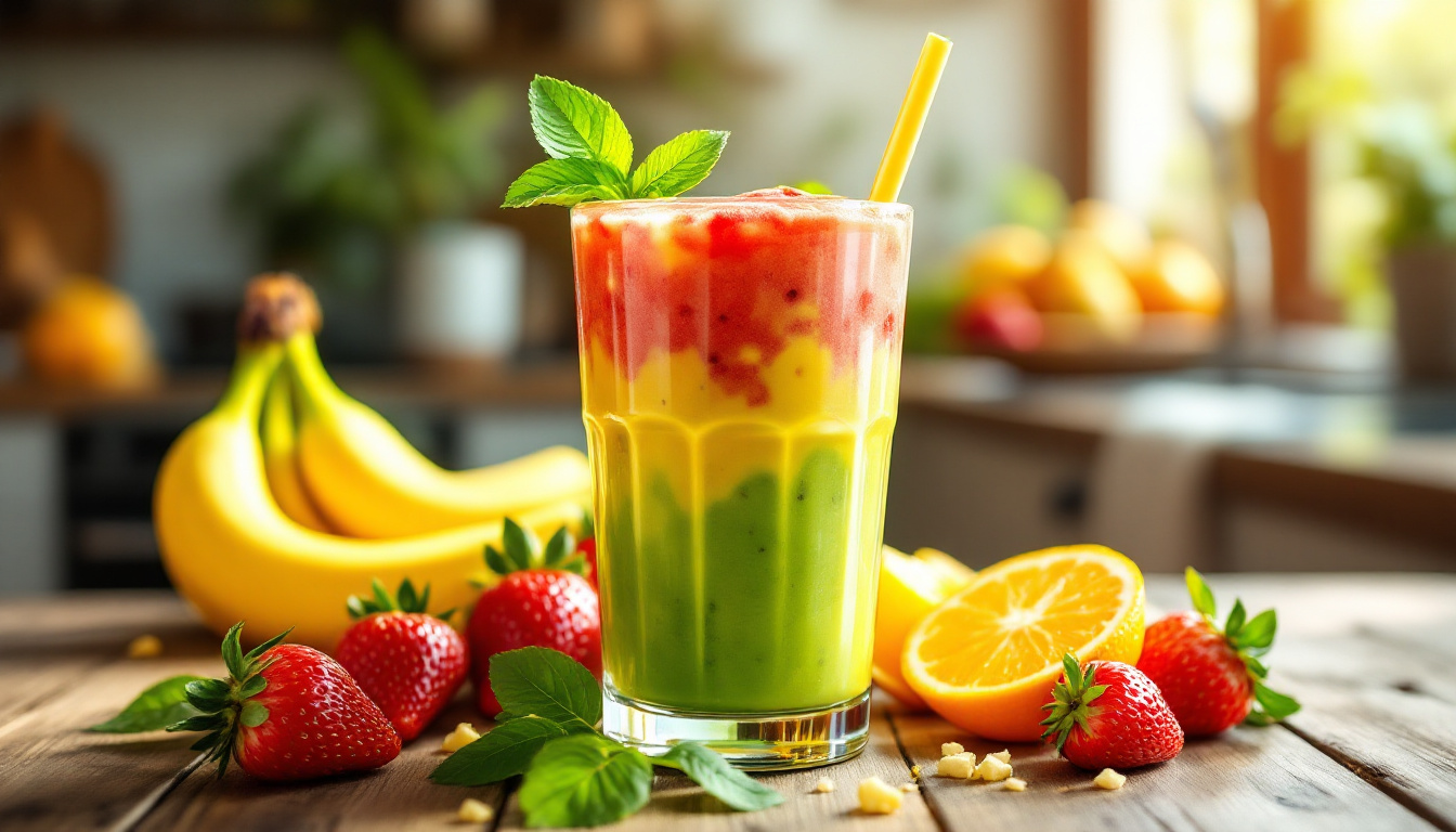 découvrez notre smoothie bio vitaminé, une délicieuse boisson revitalisante conçue pour booster votre énergie au quotidien. préparé avec des ingrédients naturels, il vous offre un mélange parfait de vitamines et de nutriments essentiels pour vous recharger tout en prenant soin de votre santé.