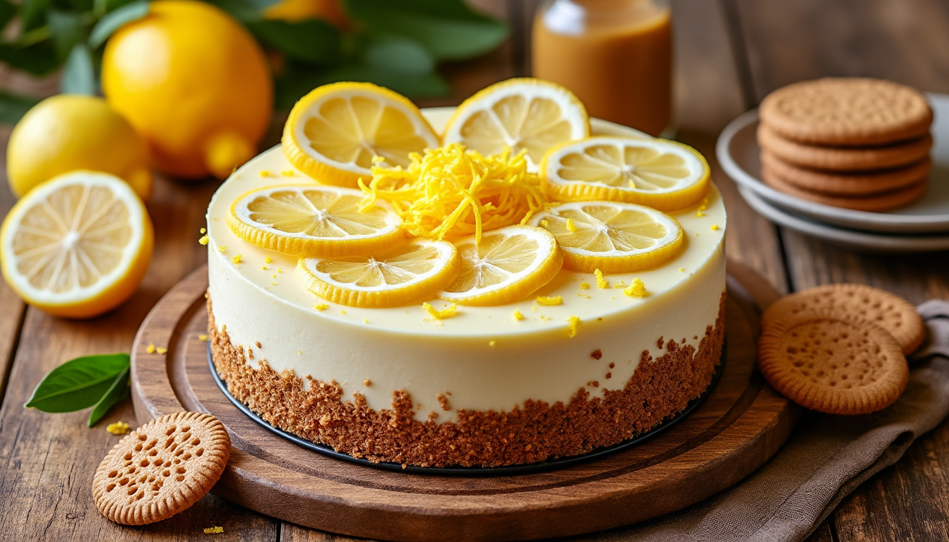 découvrez notre délicieux cheesecake vegan sans cuisson au citron et spéculoos, une recette fraîche et gourmande parfaite pour tous les amateurs de desserts. idéal pour les chaudes journées d'été ou pour toute occasion spéciale, ce dessert allie la légèreté du citron à la croquant des spéculoos, le tout sans produits d'origine animale ! préparez-vous à régaler vos convives avec cette douceur accessible et rapide à réaliser.