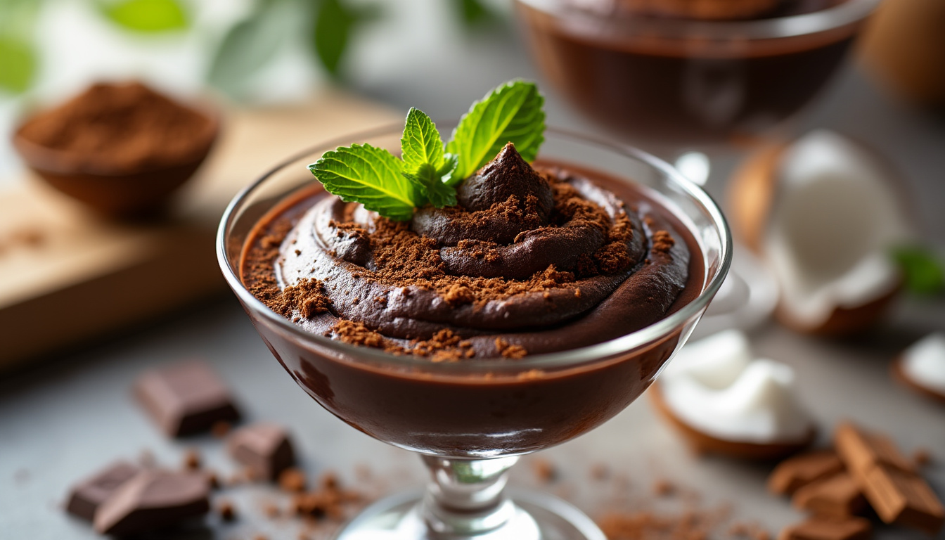découvrez notre recette bluffante de mousse au chocolat vegan au lait de coco ! une douceur onctueuse et savoureuse, parfaite pour les gourmands en quête d'alternatives sans produits d'origine animale. facile à réaliser, cette mousse ravira vos papilles tout en respectant vos choix alimentaires.