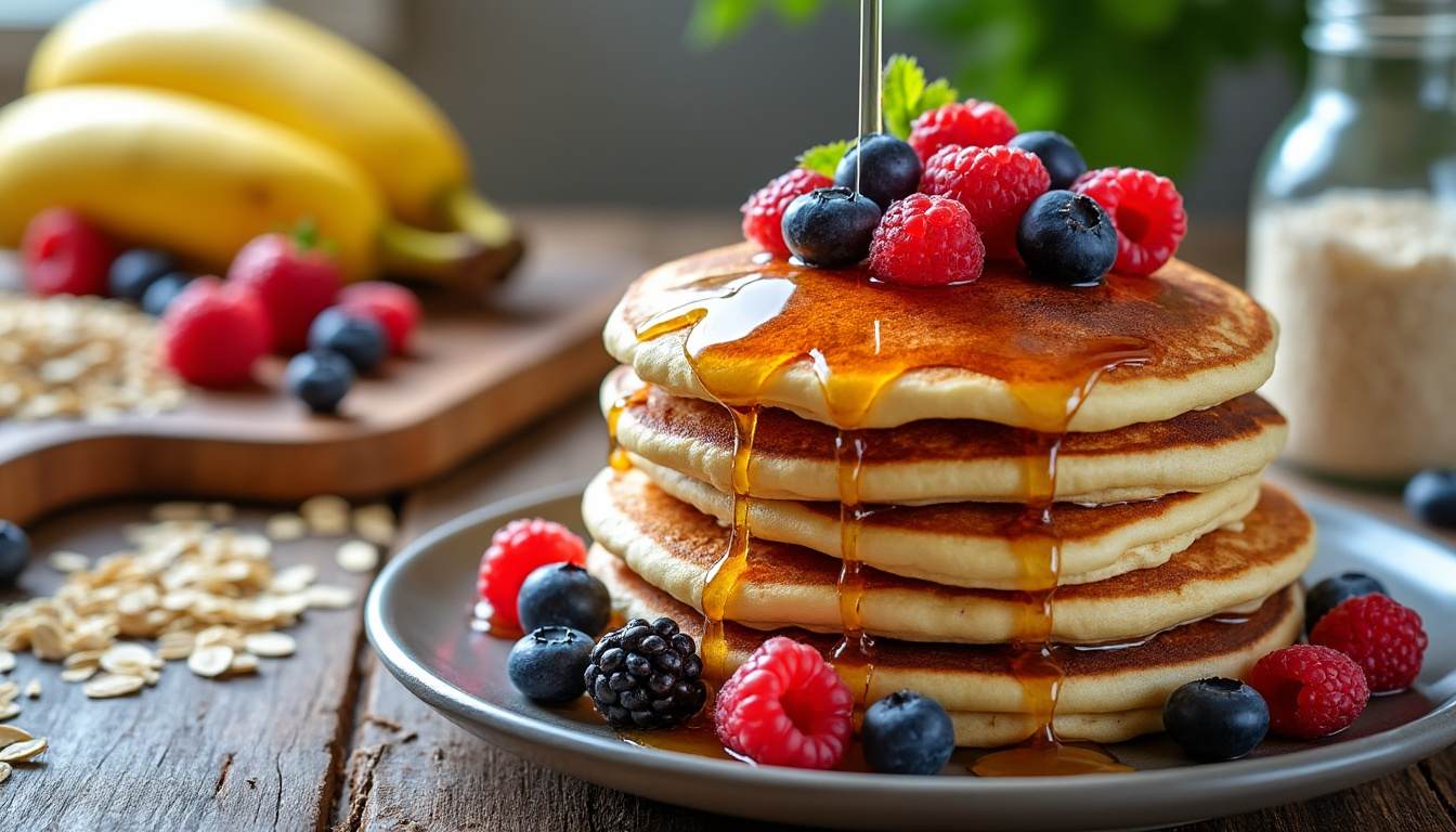 découvrez notre recette de pancakes vegan moelleux, sans gluten et sans sucre raffiné. idéals pour un petit-déjeuner sain et savoureux, ces pancakes sains sont faciles à préparer et plairont à toute la famille. profitez d'un moment gourmand tout en prenant soin de votre santé!