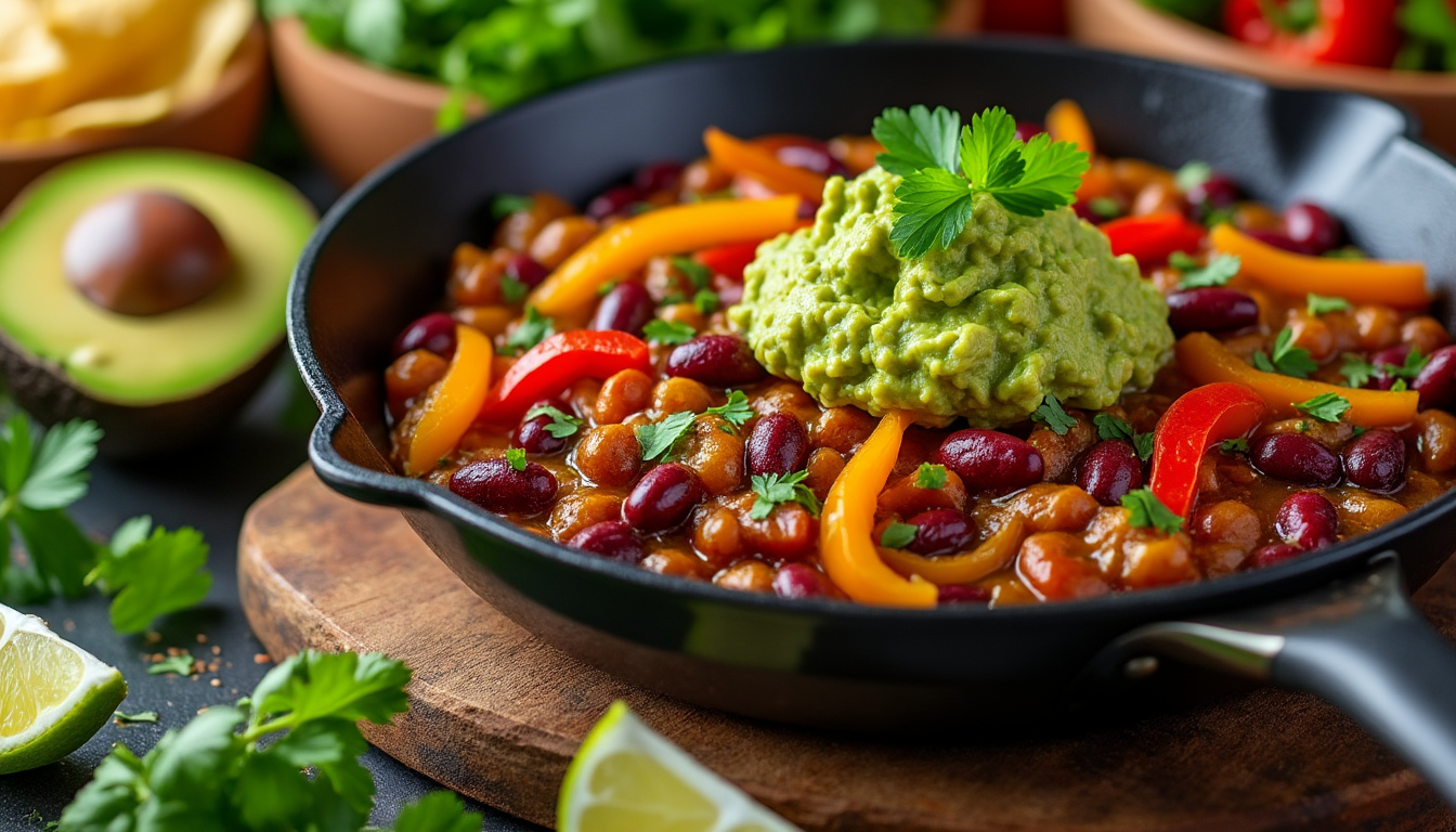 découvrez notre recette savoureuse de fajitas vegan aux haricots rouges, accompagnées d'un guacamole crémeux. un plat coloré et riche en saveurs, idéal pour un repas sain et gourmand qui ravira vos papilles. parfait pour les amateurs de cuisine végétale !
