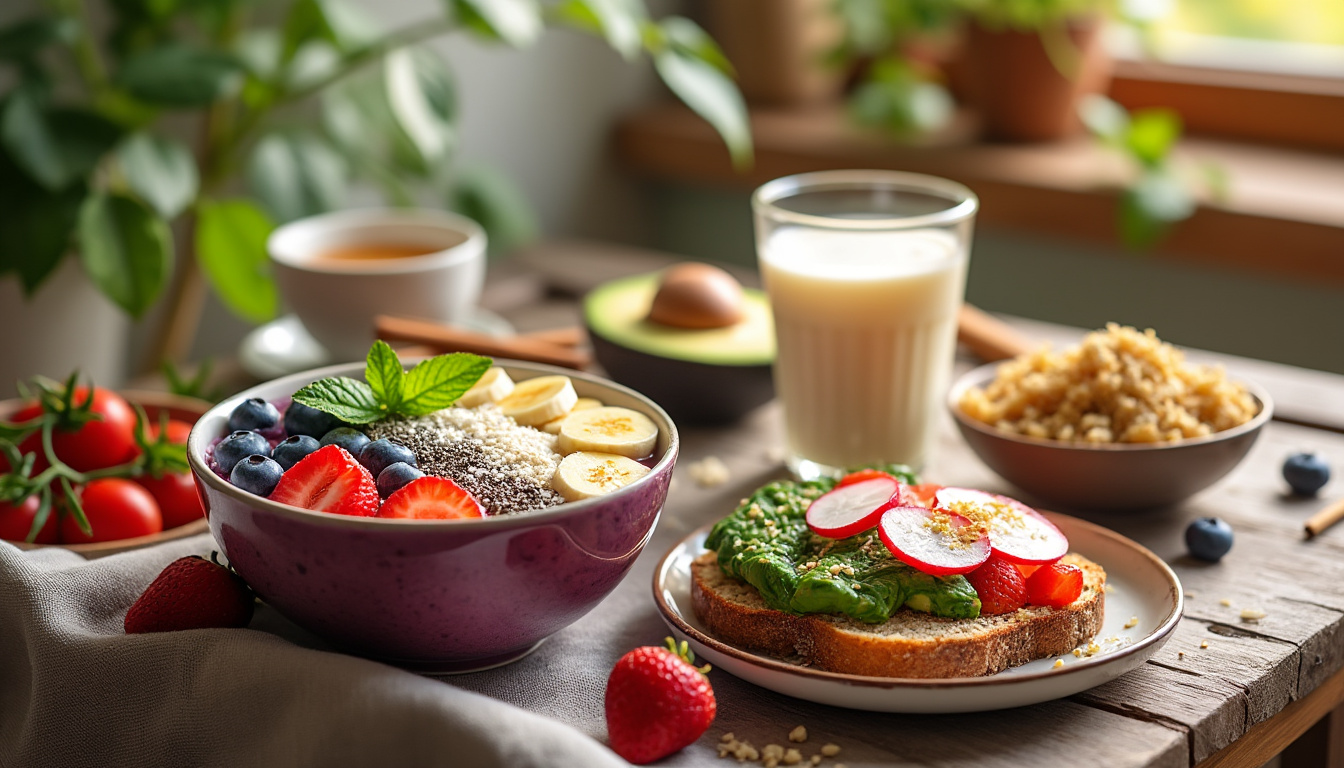 découvrez des idées faciles et équilibrées pour un petit déjeuner vegan protéiné. boostez votre énergie dès le matin avec des recettes savoureuses et nutritives, idéales pour bien commencer la journée tout en respectant votre régime alimentaire.