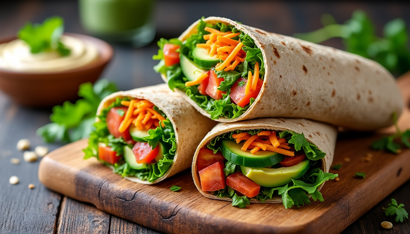 découvrez notre recette express de wrap vegan à emporter, une option saine et savoureuse parfaite pour votre déjeuner. préparez ce délice rempli de légumes frais et de protéines végétales en un rien de temps et emportez-le partout avec vous !